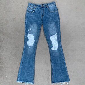 Versona Modern Flared Distressed High Rise Jeans Sz0